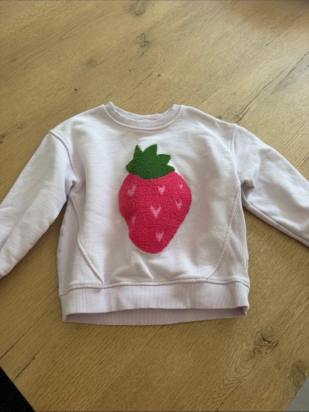 Zara Light Pink Sweatshirt with Red Strawberry Appliqué